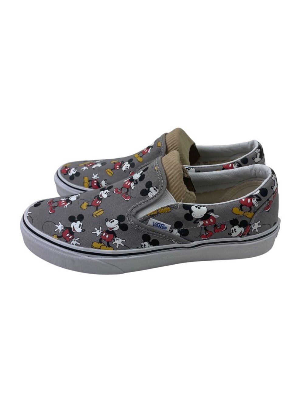 Vans Classic Slip-On Disney Mickey Mouse Grey Canvas Sneakers Mens 9 Womens 10.5